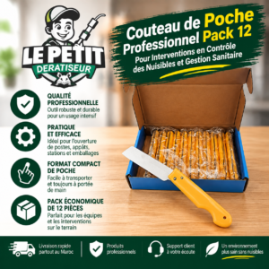 Couteau de Poche Professionnel Pack 12 - Pour Interventions en Contrôle des Nuisibles et Gestion Sanitaire