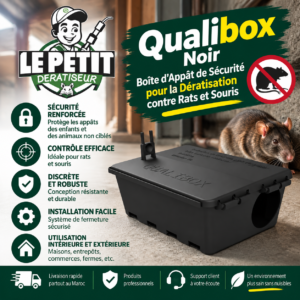 Qualibox Noir - Boîte d'Appât de Sécurité pour la Dératisation contre Rats et Souris