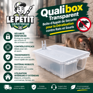 Qualibox Transparent - Boîte d'Appât de Sécurité pour la Dératisation contre Rats et Souris