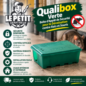 Qualibox Verte - Boîte d'Appât de Sécurité pour la Dératisation contre Rats et Souris