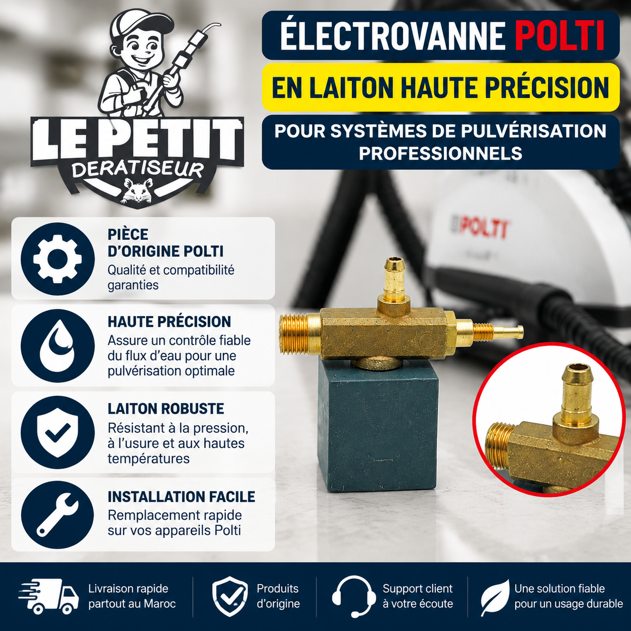 Électrovanne Polti en Laiton Haute Précision pour Systèmes de Pulvérisation Professionnels 1 Électrovanne Polti en Laiton Haute Précision pour Systèmes de Pulvérisation Professionnels