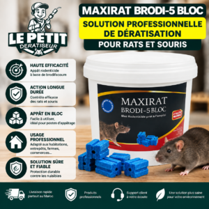 MAXIRAT Brodi-5 Bloc Solution Professionnelle de Dératisation pour Rats et Souris