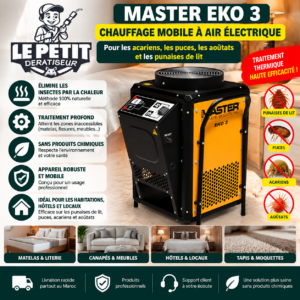 Master EKO 3 – Chauffage mobile à air électrique pour les acariens, les puces, les aoûtats et les punaises de lit