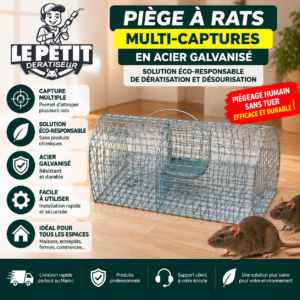 Piège à Rats Multi-captures en Acier Galvanisé - Solution Éco-responsable de Dératisation et Désourisation
