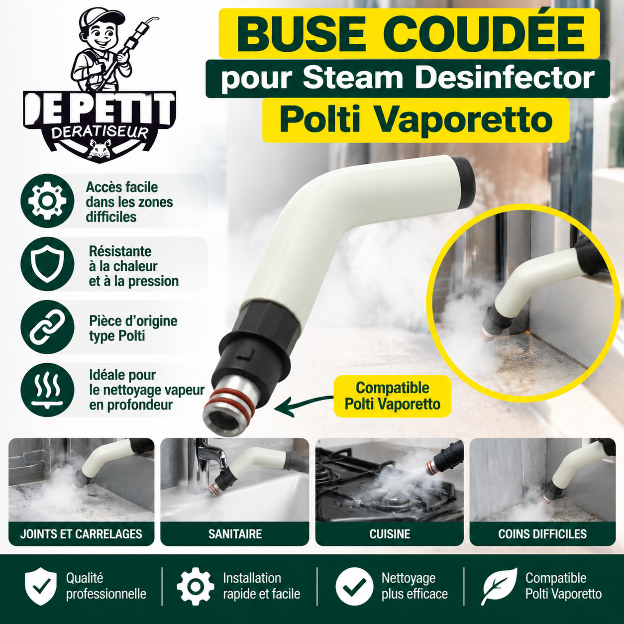 Buse Coudée pour Steam Desinfector Polti Vaporetto 1 Buse Coudée pour Steam Desinfector Polti Vaporetto