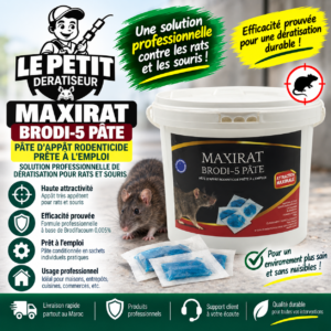 MAXIRAT Brodi-5 Pâte Solution Professionnelle de Dératisation pour Rats et Souris