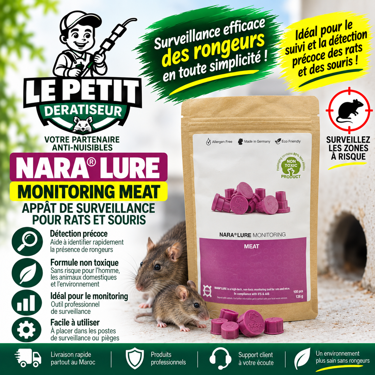 NARA® Lure Monitoring Meat - Appât de Surveillance pour Rats et Souris 1 NARA® Lure Monitoring Vanilla – Appât de Surveillance pour Rats et Souris