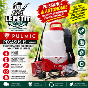 PULMIC Pegasus 15 Viton – Pulvérisateur Électrique Industriel 15 Litres avec Batterie au Lithium Amovible