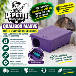 Qualibox Mauve - Boîte d'Appât de Sécurité pour la Dératisation Contre les Rats et Souris