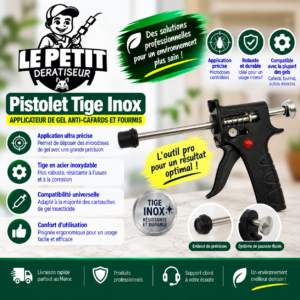 Pistolet Tige Inox Applicateur de Gel Anti-Cafards et Fourmis