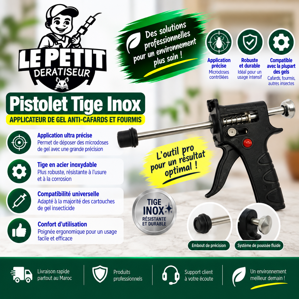 Pistolet Tige Inox Applicateur de Gel Anti-Cafards et Fourmis 1 Pistolet Tige Inox Applicateur de Gel Anti-Cafards et Fourmis