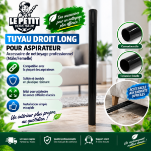 Tuyau Droit Long pour Aspirateur – Accessoire de Nettoyage Professionnel (MâleFemelle)